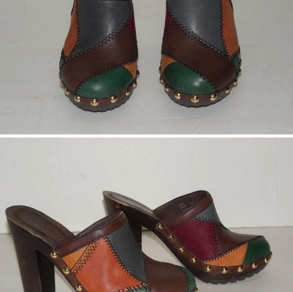 NEW COACH VINTAGE LEATHER PATCHWORK MULES CLOGS SHOES SIZE 7.5 - Picture 4 of 12